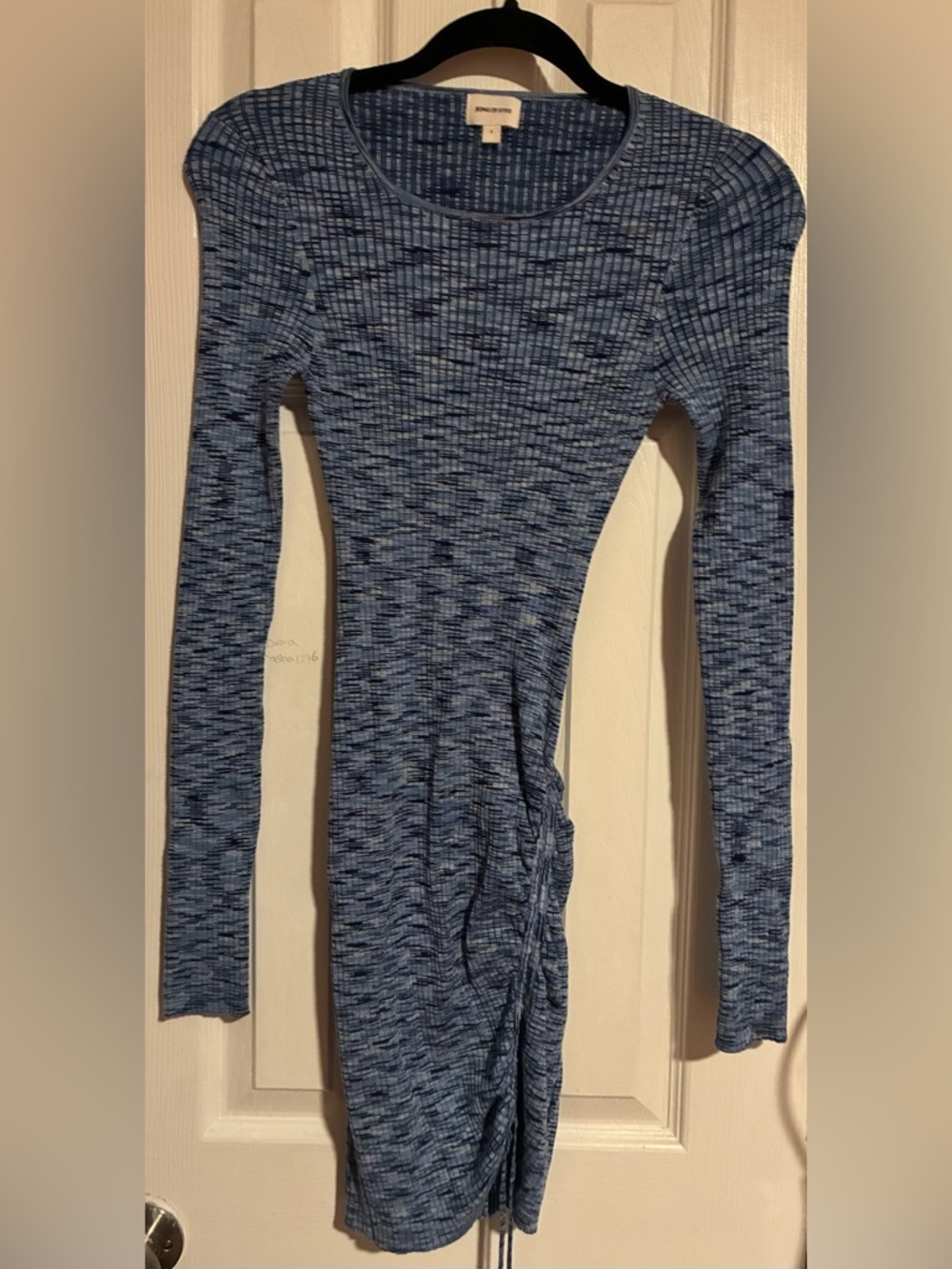 Song of Style mick knit Blue Long-Sleeve Ribbed Ruched Mini Dress in blue - Picture 2 of 2